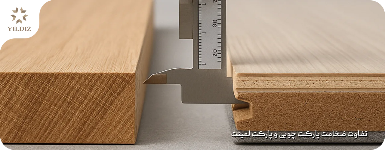 تفاوت ضخامت پارکت چوبی و پارکت لمینت